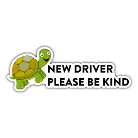 krazykraft- Car Accessories New Driver Please Be Kind Cute Turtle Caution Stickers 3"x7.5" Decals for Cars Windows Bumper 2 Pack