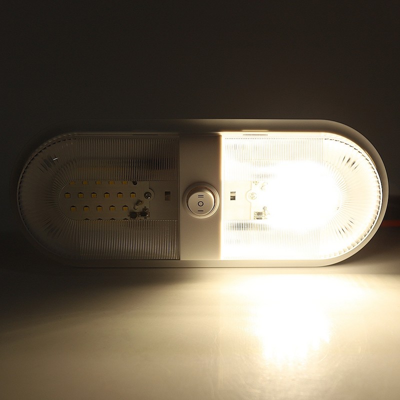 RV Ceiling Light LED Fixture Double Dome 4500K Camp Trailer