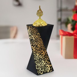 Frankincense Resin Incense Burner, 8.7 Inches Unique Rotating Shape Charcoal Incense Burner Censer, Black and Golden Bakhoor Burner for Aromatherapy, Yoga, Spa, Meditation, Office Home Decor