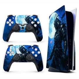 Skin Sticker for Game Console 5 Cover - Samurai Art, Compatible with Both Disc Edition & Digital Edition (not Slim Ver) - 2 Controller Skins & Console Skin - No Bubble, Full Protection, Removable