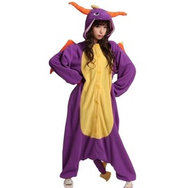 WOTOGOLD Animal Cosplay Costume Dragon Unisex Adult Pajamas Purple S