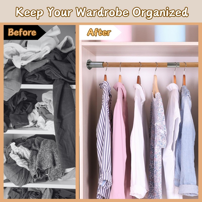 Beyeutao Wooden Closet Rod Adjustable 48-60 inches Closet Rod for