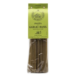 Morelli Italian Pasta Organic Garlic and Basil Linguine - Gourmet Pasta Handmade in Small Batches - Durum Wheat Semolina, Al Dente, Italian Pasta from Italy 8.8oz / 250g