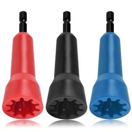 Wire Twister Tool, Twist Wire Connector Socket, Wire Connector Driver with 1/4" Chuck, Wire Nut Twister for electricians(3 Pack-black,red,blue)