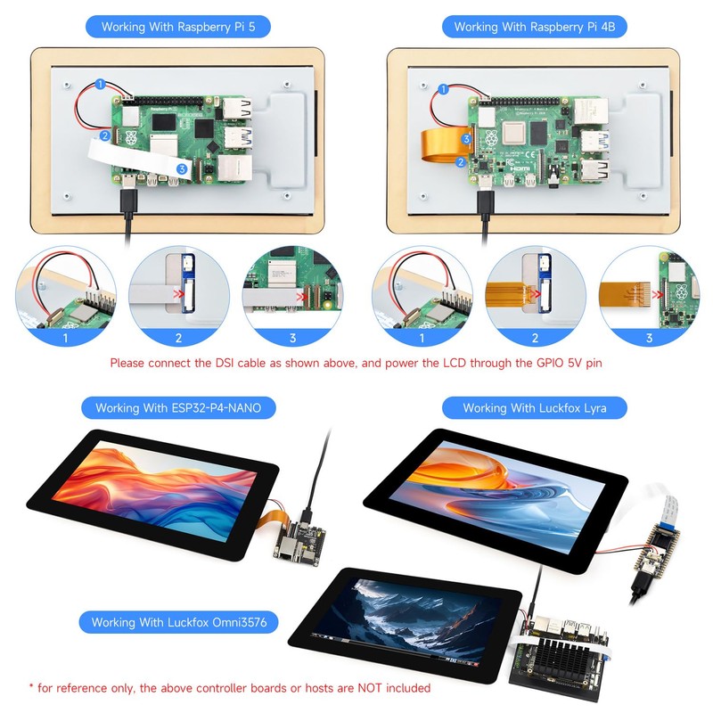 Waveshare 7inch DSI Capacitive Touch Display, 1280×720 Pixels, IPS Panel,