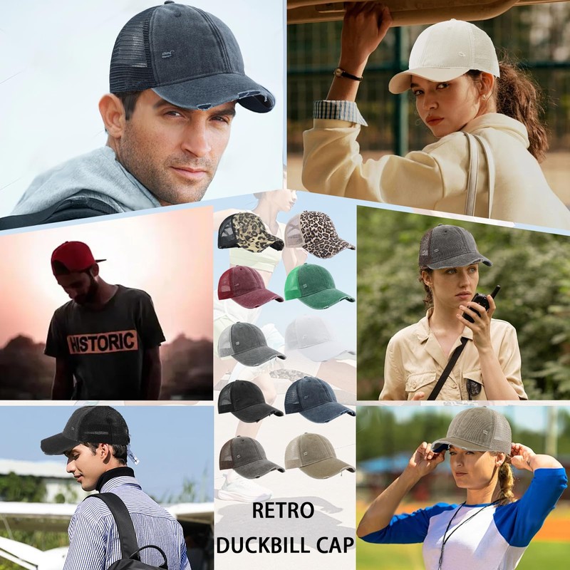 CWENDANER Unisex Baseball Cap, Trucker Cap, Mesh, Adjustable Mesh Running