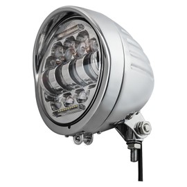 FATECIM 5.75" Round Motorcycle LED Headlight with Visor 5 3/4 Inch Motorbike Hi/Lo Beam DRL Headlamp Bottom Mount Heavy Duty for Harley Kawasaki Honda Yamaha Suzuki Chopper Cafe Racer Bobber Chrome