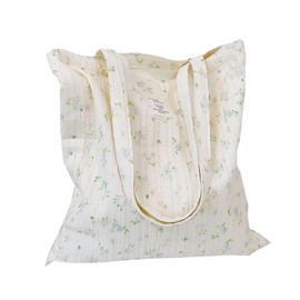 Kehpish Cotton Canvas Tote Bag Reusable Soft Grocery Cloth Bag Floral Shoulder Bag for Beach Travel Shopping