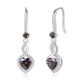 FANCIME Valentine's Day Gifts Alexandrite Heart Infinity Dangle Drop Earrings 925 Sterling Silver June Birthstone Earrings Fine Jewelry Birthday Gifts for Women