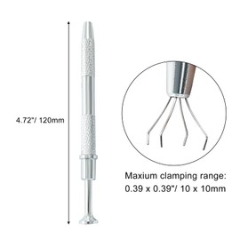 Hordion 4-Claw Pick up Tool Piercing Ball Grabber, Stainless Steel 4 Prongs Jewel Pickup Tool Terp Pearl Grabber for IC Chip Electronic Components Nails Clamping, Silver