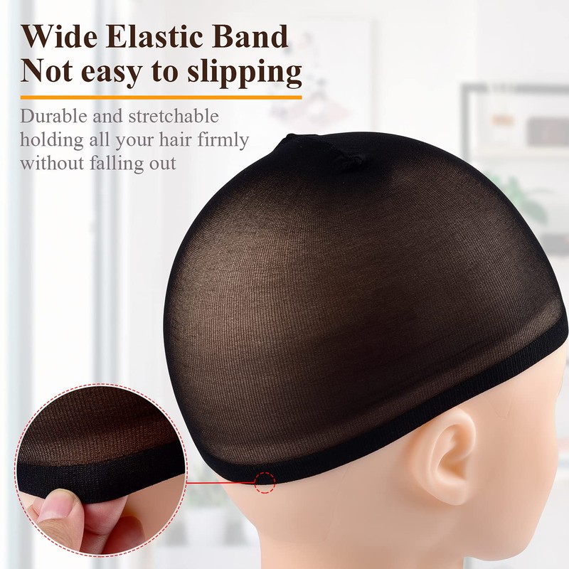 MORGLES 20 Pcs Black Stocking Wig Caps, Stretchy Nylon Wig