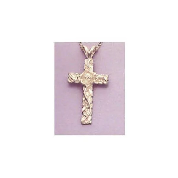 Solid Sterling Silver Nugget Cross Pendant ~ 1.1"