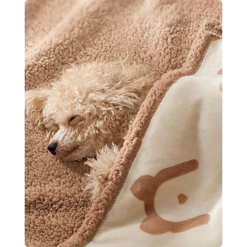 Feandrea Waterproof Dog Blanket, Sherpa Fleece Pet Blanket for Miniature
