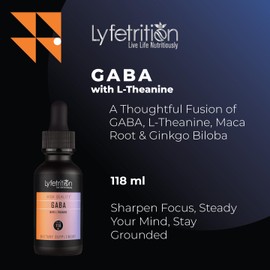 Lyfetrition GABA with L-Theanine, Ginkgo Biloba (Salisburia biloba) Extract, Organic Peruvian MACA Root (Lepidium meyenii) Extract, 118 ml, 4 FL Oz Liquid, 220 Servings, Made in USA, Quick Absorption