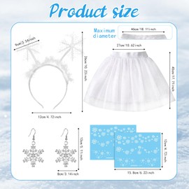 SANLIUSANJIU Women's Snowflake Costume Set, Women's Snowflake Tulle Skirt + Snowflakes Headband + Snowflake Tattoo + Snowflake Earrings for Christmas Party Carnival Women Girls