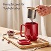 Tea cup with strainer and lid, ceramic red, keeps you