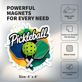 Pickleball Magnet 4 inch 2 Pack Vinyl for Fun Sport Souvenir Gift Refrigerator Fridge Dishwasher ID44999