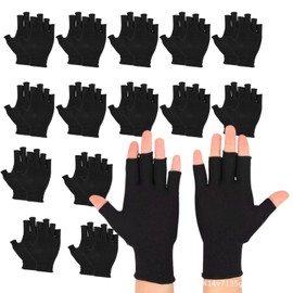 Akaaka Fingerless Gloves, Black Gloves, Thin, Fingerless, Work Gloves, Gardening Gloves, Fingerless Gloves, Fingerless Gloves, Anti-slip Gloves, Cold Weather Gloves, For Work (Non-Slip, 15 Pairs)