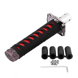 Yctze Gear Knob, Universal Japanese Sword Car Gear Shift Knob with 4 Adapters, Gear Shifter, Shift Lever Knob, Black Red
