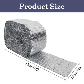 Klmnop Double Bubble Reflective Foil Insulation(6 in x 50 FT), Pipe Insulated Wrap, Self-Adhesive Duct Wrap Insulation for Ac Pipe, AC Hose, Weatherproof Attics, Windows, Garages(Silver)