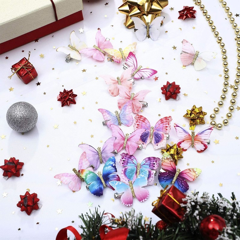 Boao 18 Pieces Glitter Butterfly Hair Clips for Teens Women