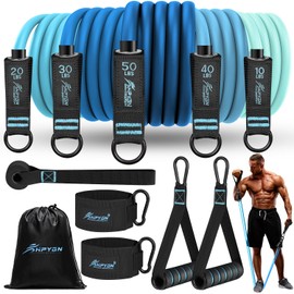HPYGN Resistance Bands Set with Handles, Exercise Bands Stackable up to 150lbs, Resistance Bands Set Men with Door Anchor & Ankle Straps for Fitness, Strength, Yoga, Home Gym Equipment