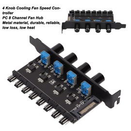 PC Fan Hub 72W 4 Pin Case Fan Speed Controller PC 8 Channel Fan Hub for PC Computer Water Cooling System with Button Adjustment