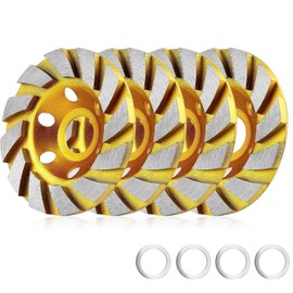 4 Inch Concrete Stone Ceramic Turbo Diamond Grinding Cup Wheel,12 Segs Heavy Duty Angle Grinder Wheels for Angle Grinder(4 Pieces)