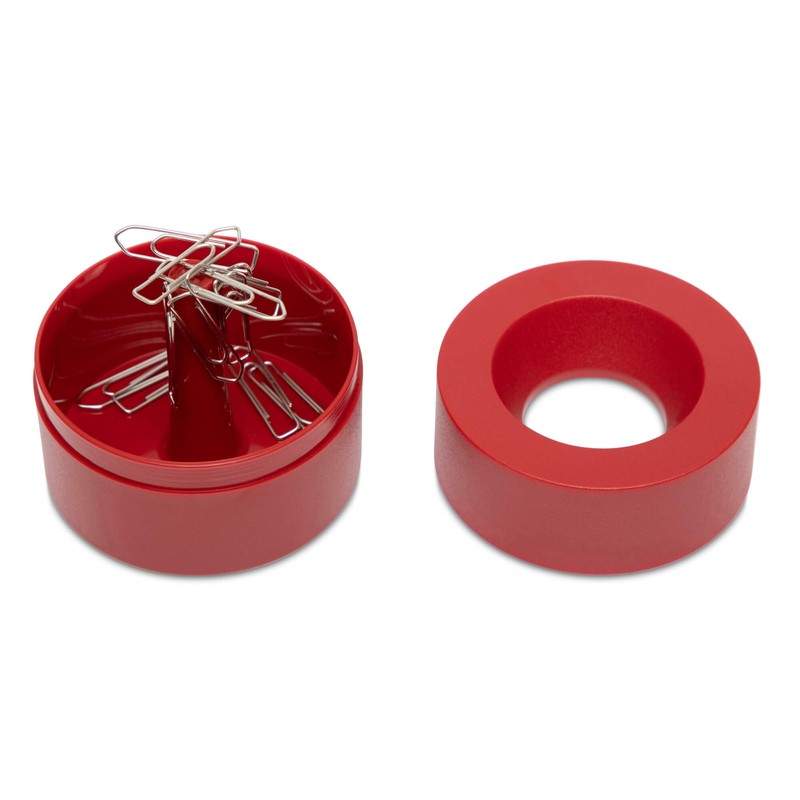 MAUL Magnetic Paperclip Holder, Ø 73mm, H66mm, Red