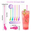 PEAPIN 10 Pieces Slush Straws, Colored Straw Spoon 2 in