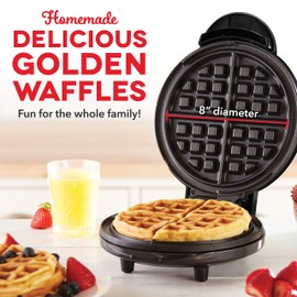 DASH Express 8” Waffle Maker for Waffles, Paninis, Hash Browns + other Breakfast, Lunch, or Snacks, with Easy to Clean, Non-Stick Cooking Surfaces - Black