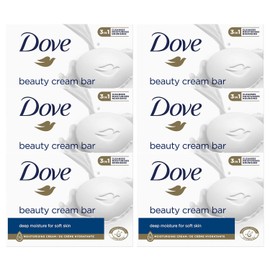 Dove Orginal Beauty Cream Bar 3 in 1 Cleanses, Moisturises and Nourishes Sulphate-Free Bath Soap for Soft and Smooth Skin, Suitable for Daily Use, 6x90g