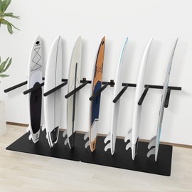 Neorexon Surfboard Wall Mount Rack 8 Arms, Surfboard Rack with Rubber Mat, Vertical Surf Racks Holds 8 Boards Storage Mount System at Home and Garage