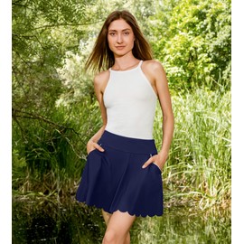 ATTRACO Tennis Skirt for Women with Pockets and Shorts Golf Skort Pickleball Skirt Blue
