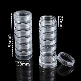 CuiCanfla 6 Set Stackable Round Plastic Bead Storage Jars - 6 Layer Clear Containers With Lids