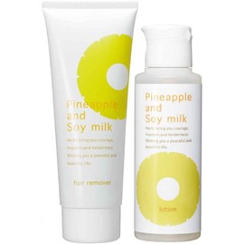 Pineapple Soy Milk Hair Removal Cream 8.1 oz (230 g) & Pineapple Soy Milk Lotion 3.4 fl oz (100 ml) Set