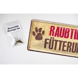 Predator Feeding Retro Decorative Tin Sign Decorative Notice and Warning Metal Sign on Feeding the House's Own Beasts Beautiful Decoration for the Feeding Bowl of Dogs or Cats 28 x 12 cm