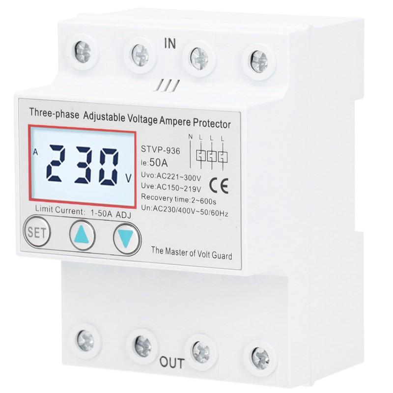 Adjustable Voltage Protector 3Phase LCD Multifunctional SelfResetting STVP936 230v 400V