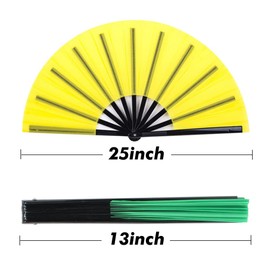 Gionforsy 4pcs Clap Fan Fabric Large Folding Fan Chinese Tai Chi Fan Set Decorative Folding Hand Fan for Festival Dance Party (Yelow)