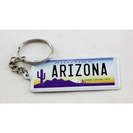 World By Shotglass Arizona License Plate Aluminum Ultra-Slim Rectangular Souvenir Keychain 2.5" X 1.25"x 0.06"