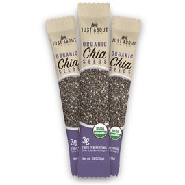 Just About Foods Organic Chia Seeds 2.8 oz. (80g) Stickpack 1.3g Omega 3 Per Serving Good Source Of Fiber Gluten Free