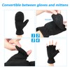 OZERO Winter Fingerless Gloves: Flip Top Convertible Mittens Thermal Windproof