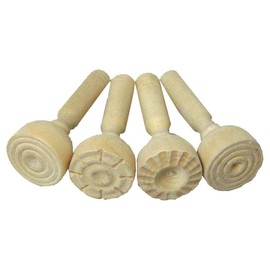 Wooden patterned stampers - Pack of 4 - For use with sand, paint, clay, and dough - Children's arts & crafts