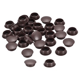 uxcell 200Pcs Screw Hole Plugs, 16mm(5/8") Dia Plastic Round Button Plugs Snap in Locking Hole Covers Flush Type Caps for Furniture Cabinet, Dark Brown