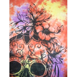 Traditional Jaipur Tie Dye Skull Tapestry, Indian Hippie Wall Hanging, Bohemian Bedding Twin, Boho Dorm Room Decor, Gypsy Picnic Throw Blanket