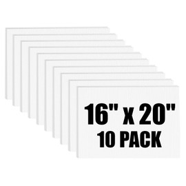 Corrugated Plastic Poster Board 16" x 20", 10 Pack Waterproof Blank Yard Signs for Outdoor, 3/16 Inches Thick White Corrugated Plastic Board, Large Poster Sheets for Advertising, Presentation, Craft