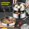 304 Stainless Steel Steam Pot with Lid, 2 Tier Stackable