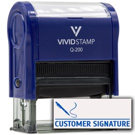Customer Signature Self-Inking Office Rubber Stamp(Blue Ink) - Q-200