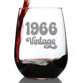 Vintage 1966 Stemless Wine Glass - 59th Birthday Gifts for Women & Men Turning 59 - Bday Party Decor - Large 17 oz