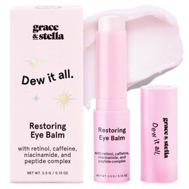 grace & stella Under Eye Brightener Balm Stick - Travel Size Toiletries - Retinol & Caffeine Eye Cream for Dark Circles, Puffiness, Wrinkles - Restore and Hydrate - Vegan Skincare (0.13oz / 3.5g)